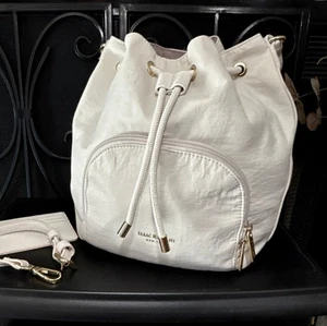 Isaac Mizrahi Elfenbein Canvas Kordelzug Bucket Style Handtasche, Umhängetasche - Bild 1 von 14