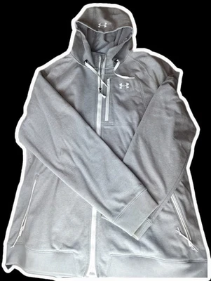 Under Armour Fleece Lined Hooded Jacket Cold Gear Hiking And Outdoor Grey 3xl - Image 1 of 3