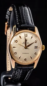 Buren Grand Prix roségoldfarbene Herren Handaufzug Vintage Uhr -- funktioniert - Bild 1 von 9