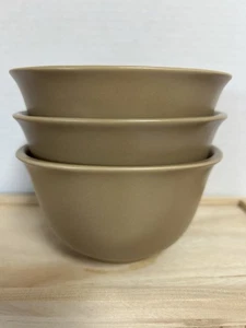 LNT Stoneware Rimmed Dark Beige Soup Bowls Set Of 3; 5”w X 3”T - Picture 1 of 5