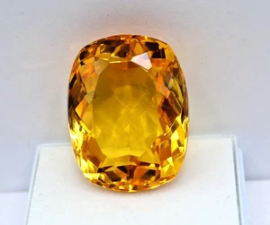 Natural 86 Ct Yellow Citrine Cushion Cut Brazilian Certified Rare Loose Gemstone - Picture 1 of 7