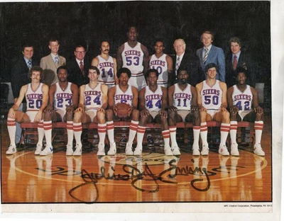 Signed Julius Erving Vintage Philadelphia 76ers Photo COA Beckett BGS BAS Dr. J  - Image 1 of 2