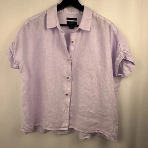 Rachel Roy 100% linen blouse L Beach Summer Prairie Lavender EUC - Picture 1 of 6