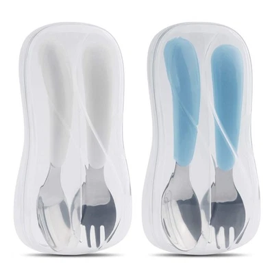 Juego de 2 utensilios para niños pequeños tenedores y cucharas de acero inoxidable para niños pequeños Silverwa Foto 1 de 4
