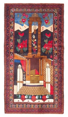 Alfombra oriental tradicional vintage anudada a mano alfombra de lana de 3'10" x 6'8" Foto 1 de 4