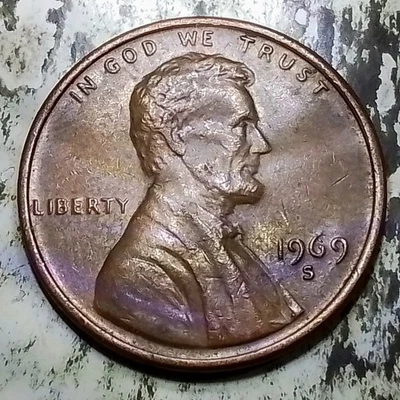 (Sept25) 1969 S Lincoln Cent Error DDO Liberty.  Error - Image 1 of 4