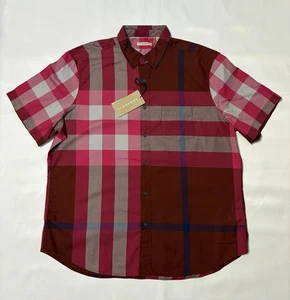 Camicia BURBERRY bordeaux profondo XXL nuova con etichette - Foto 1 di 18