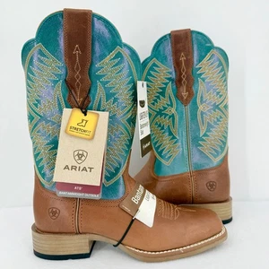 Ariat Odessa Damen-Westernstiefel braun/metallic türkisfarben Leder Größe 7B neu ohne Karton - Bild 1 von 15