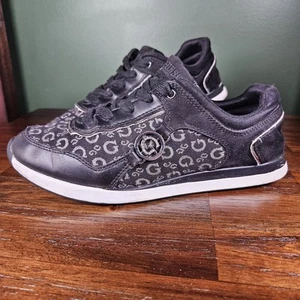 Guess Premium Trainers Black Silver Jewelled G Logo Women's Sneakers - Size UK 6 - Picture 1 of 9