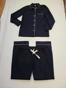 J. Crew End-on-end cotton long-sleeve pajama set XSmall Blue - Picture 1 of 10