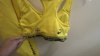 Sutiã esportivo feminino Nike x Off-White e calça de ioga amarela (tamanho pequeno) - Imagem 1 de 4