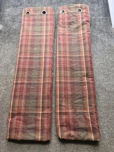 Next Rust Orange Brushed Check Supper Thermal Eyelet Curtains 228by254 - Picture 1 of 10