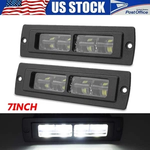 7inch Flush Mount LED Work Light Bar Pods Fog Offroad Driving Flood Spot SUV 2X - Picture 1 of 11