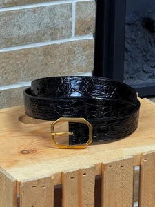 Saint Laurent dünner Gürtel mit Rahmen aus Leder mit Krokodillederprägung Größe 95 cm - Bild 1 von 12