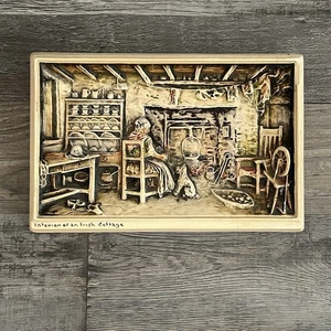 Osborne Ivorex Wall Plaque Relief Interior Of An Irish Cottage Vintage 3D Carved - Picture 1 of 8