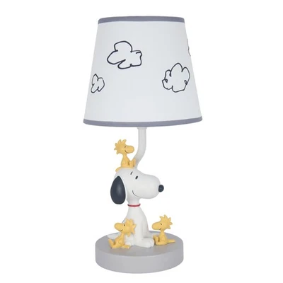Lambs & Ivy Classic Snoopy & Friends White/Gray Nursery Lamp with Shade & Bulb - Image 1 of 4