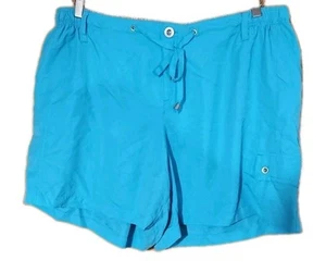 NEW JMS Just My Size Shorts Womens 3X 22-24 Teal Blue Pull On Relaxed Fit Pocket - Picture 1 of 8