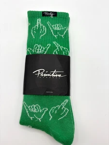 Brand New Primitive Apparel Socks Hang Loose / Middle Finger Green - Picture 1 of 2