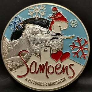 JETON TOURISTIQUE 40mm ARGENTE SKI SAMOENS / HAUTE SAVOIE - Picture 1 of 2
