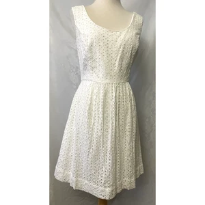 Vineyard Vines Size 12 Dress White Chevron Jacquard Sleeveless Summer - Picture 1 of 11