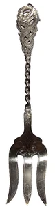 ESTATE DENMARK 1904 826 SILVER FANCY SERVING FORK-DRAGON-9.25"-NO MONOS-HEISE - Picture 1 of 6