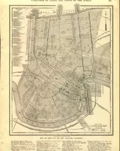 1909 Vintage Map "New Orleans Louisiana City" Color Original From Collier Atlas - Picture 1 of 3