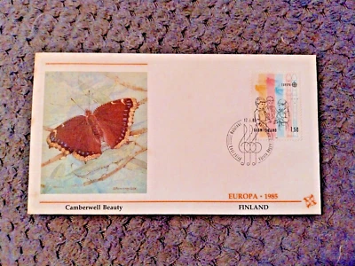 FINLAND FIRST DAY COVER 02 1985 EUROPA BUTTERFLIES - CAMBERWELL BEAUTY - Image 1 of 2