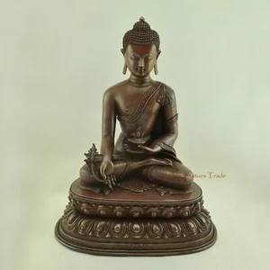 Finely Hand Carved Medicine Buddha Copper Statue for Altar / Shrine / Monastery - Picture 1 of 10