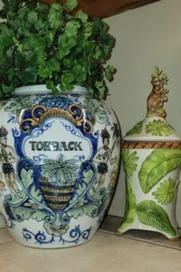 A LARGE DUTCH DELFT MAJOLICA DELFT PORCELAIN TOBACCO JAR # 164 - Picture 1 of 9