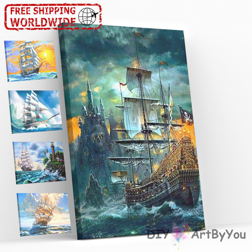Paint By Numbers Canvas Art Draw Artist Painting Oil Kit Sea Ship Decor