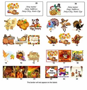 30 Personalized Address Thanksgiving Labels (tg1) - Picture 1 of 3