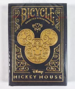 Carte da gioco Bicycle Disney Topolino oro nero finitura ammortizzata ad aria USA - Foto 1 di 4