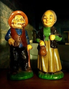 Coppia di montagna in ceramica-dipinta a mano e anticata~DA COLLEZIONE-regalo~1 proprietario-ottimo - Foto 1 di 4