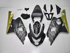 Fit for 2004 2005 GSXR600 GSXR750 Matte Black Gold ABS Injection Fairing Kit - Picture 1 of 6