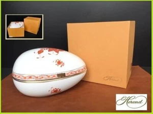 Herend Chinese Bouquet Orange Egg Large Trinket Box W17cm Apponyi Flower - Zdjęcie 1 z 10
