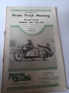 Programa de reuniones Brands Hatch pista de hierba 1939. Programa de deportes de motor vintage. - Imagen 1 de 5