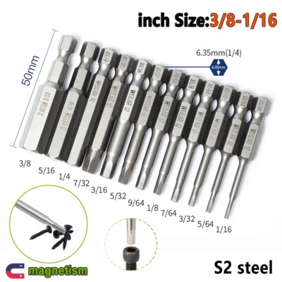 Hex Head Allen Wrench Drill Bit Set 1/4 hex shank Inch 1/8 5/32 3/16 7/32 3/32 - Image 1 of 4