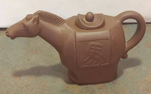 Vintage Yixing Zisha Purple Clay Ceramic Teapot Horse with Mark - Picture 1 of 9