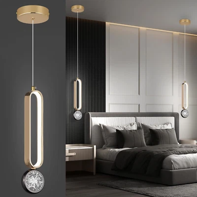 PENDANT LIGHT SET LED GOLD & BLACK DIMMABLE MODERN 2 PACK 6000K MINI OVAL - Image 1 of 4