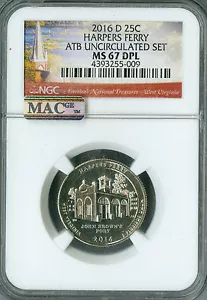 2016 D HARPER'S FERRY QUARTER NGC MS67 MAC DPL SOLO FINEST SPOTLESS . - Picture 1 of 4