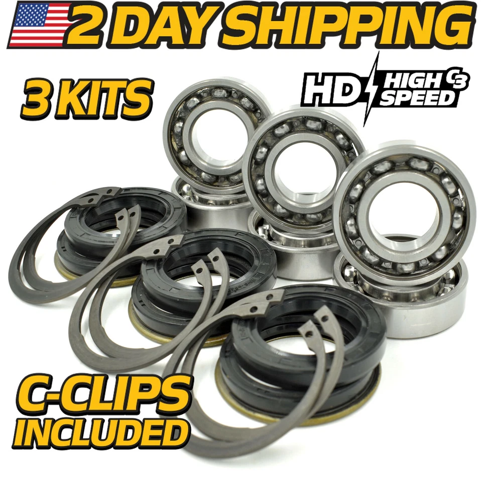 HD SWITCH (3 Kits) Kubota Spindle Rebuild w/C3 Upgrade 08101-06205 70722-34120 70725-34162