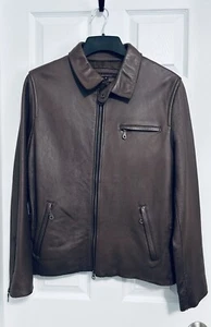 CHAQUETA DE CUERO MARRÓN GOLDSCHMIED AG ADRIANO PARA HOMBRE NUEVA SIN ETIQUETAS TALLA EE. UU. EXTRA GRANDE (XL) - Imagen 1 de 17