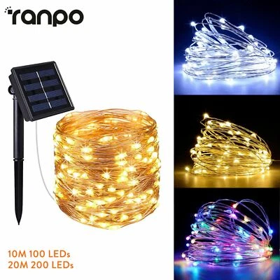 10M 20M LED Solar Power Fairy Lights String Lamp Party Xmas Decor Garden Outdoor - Image 1 of 4