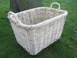 Cesta de chimenea, cesta de madera, cesta de cosecha de boondot (ratán), color natural - Imagen 1 de 2