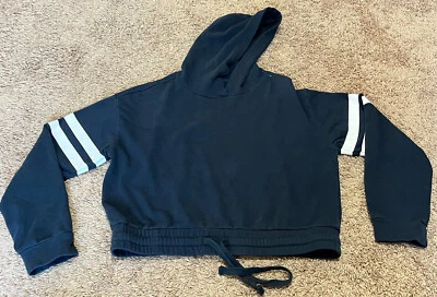 Forever 21 Negro Blanco Mangas a Rayas Mujer’s Grande Pullover Sudadera con Capucha Foto 1 de 4