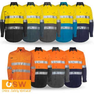HIVIS Long Sleeves D+N 150g Work Shirt ClassicFT Comfort Back Tail Styling 6DNWL - Picture 1 of 36