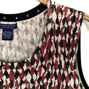 DONCASTER Collection Sweater Womens M Cashmere Silk Sleeveless Studded Geometric - Picture 1 of 6