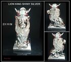Jungle Silver LION KING Shiny Ceramic Crown Regal Statue Leonardo Ornament Decor