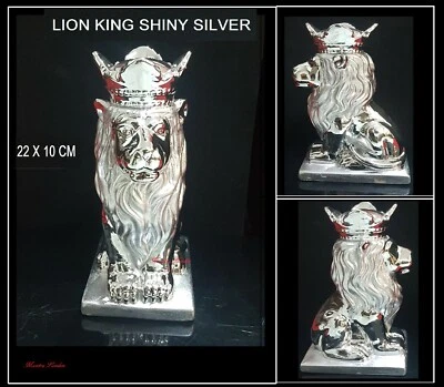 Selva Plata REY LEÓN Brillante Corona Cerámica Regal Estatua Leonardo Adorno Decoración Foto 1 de 4