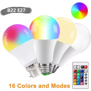 10W RGB E27 B22 LED Bulb Lights 16-kind Changing Remote Control Screw Lamp 220V - Picture 1 of 17